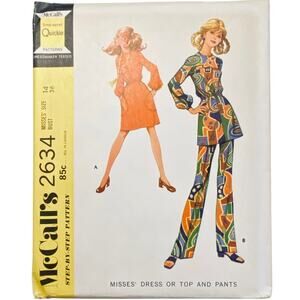 McCall's 2634 Vintage Sewing Pattern Dress or Top & Pants Size 14 Uncut